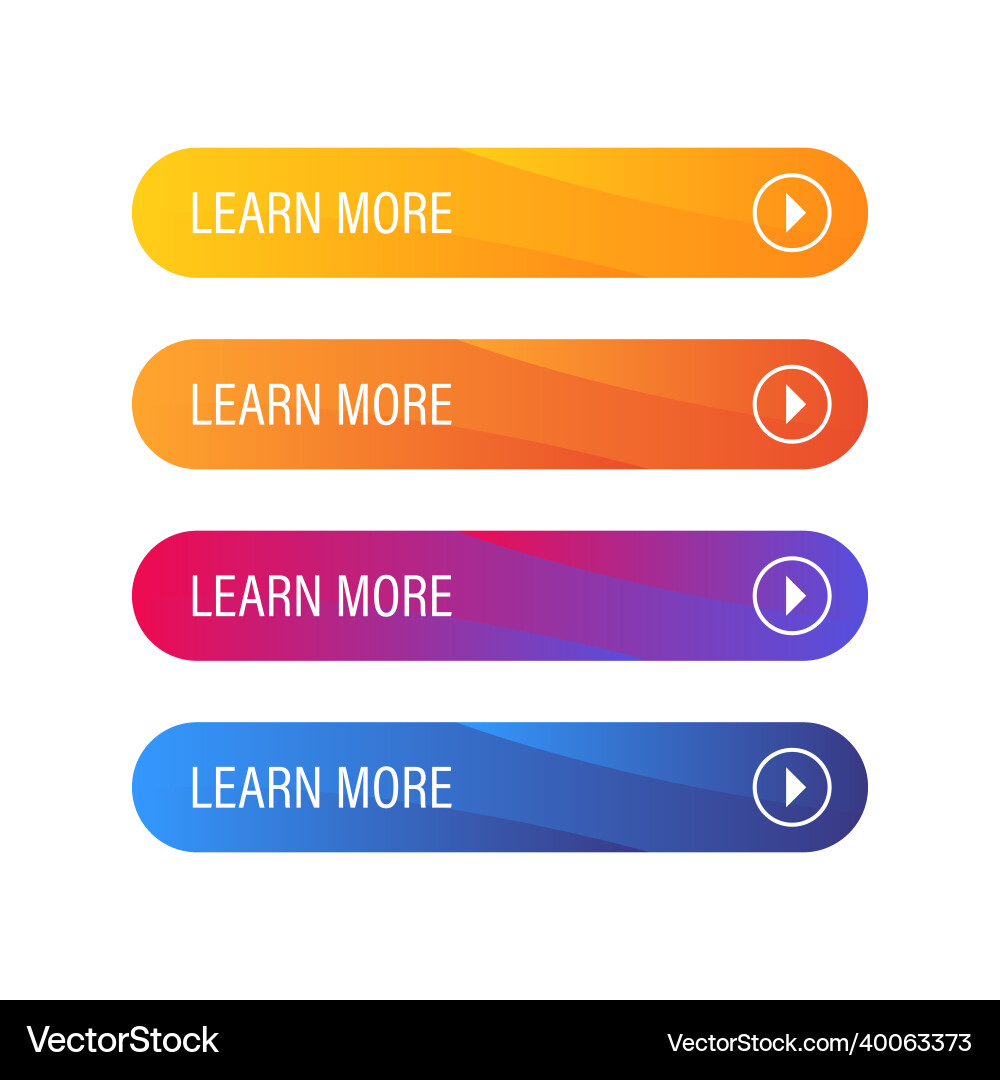 Learn more buttons icons for modern web design Learn more buttons icons for modern web design vector image