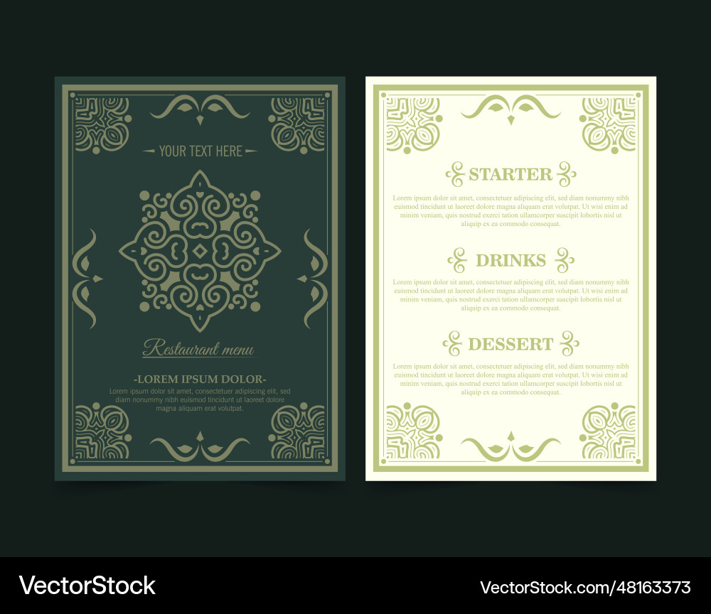 Menu layout with ornamental elements Menu layout with ornamental elements Vector Image