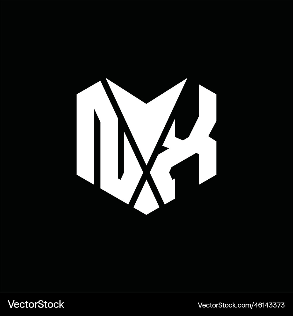 Nx logo monogram abstract hexagon images design Vector Image