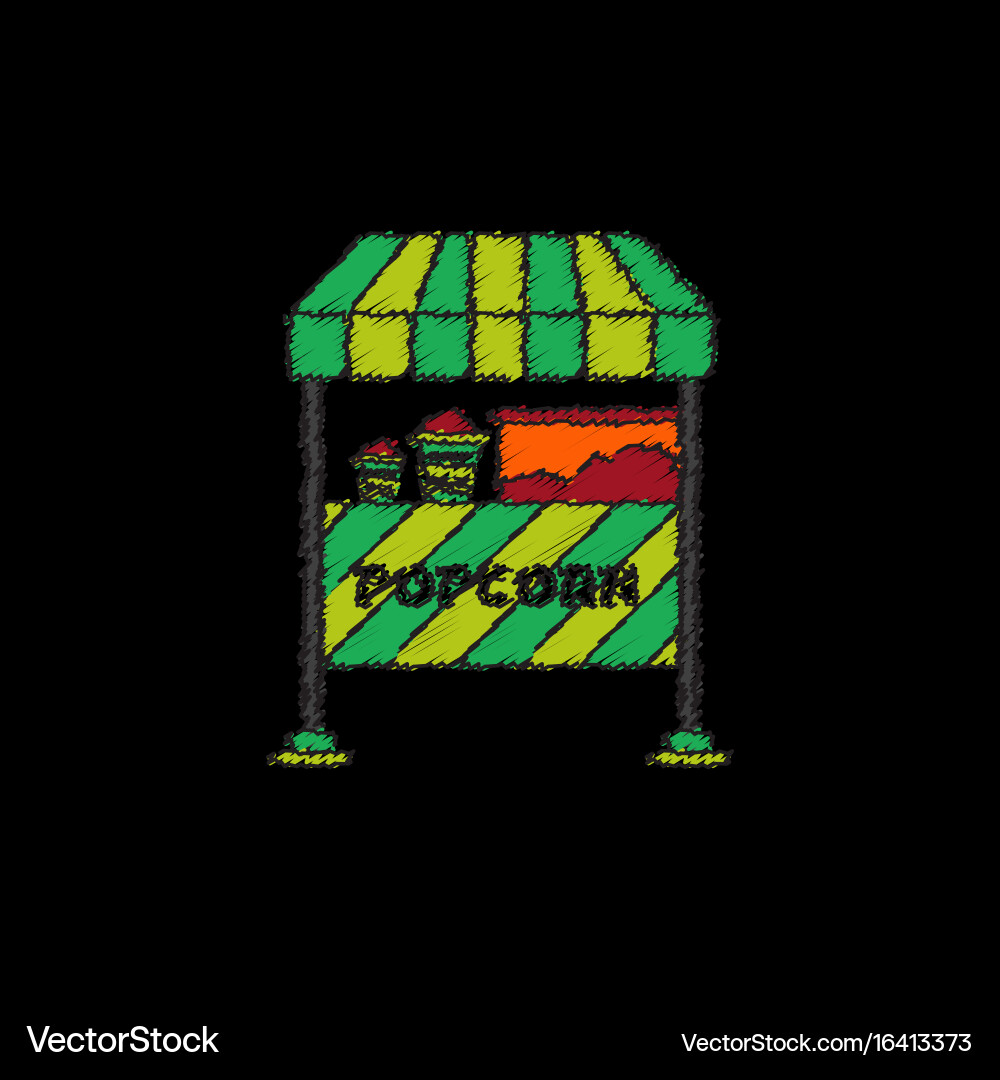Popcorn shop in hatching style Vector Image