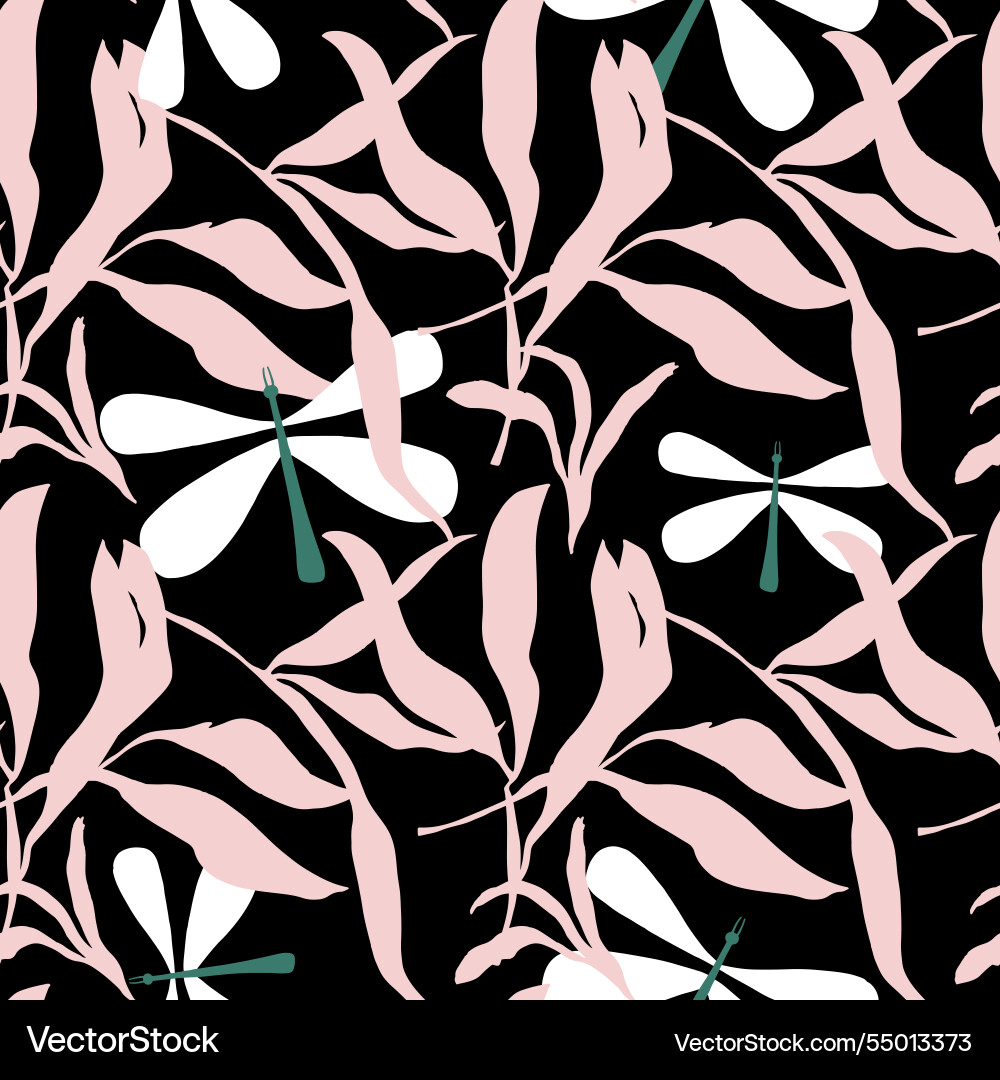 Seamless botanical pattern with abstract pink Seamless botanical pattern with abstract pink vector image