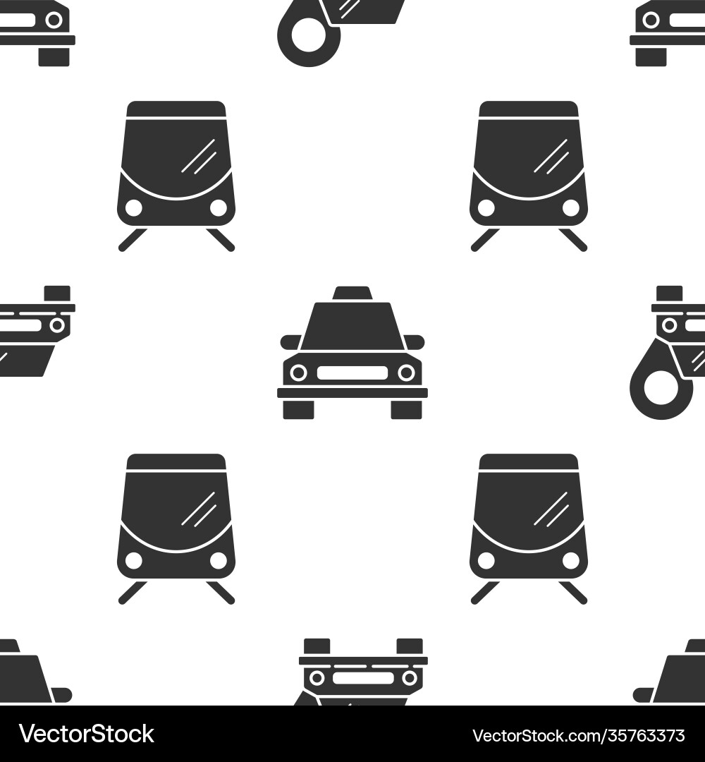 Set map pointer with taxi car and tram Set map pointer with taxi car and tram Vector Image