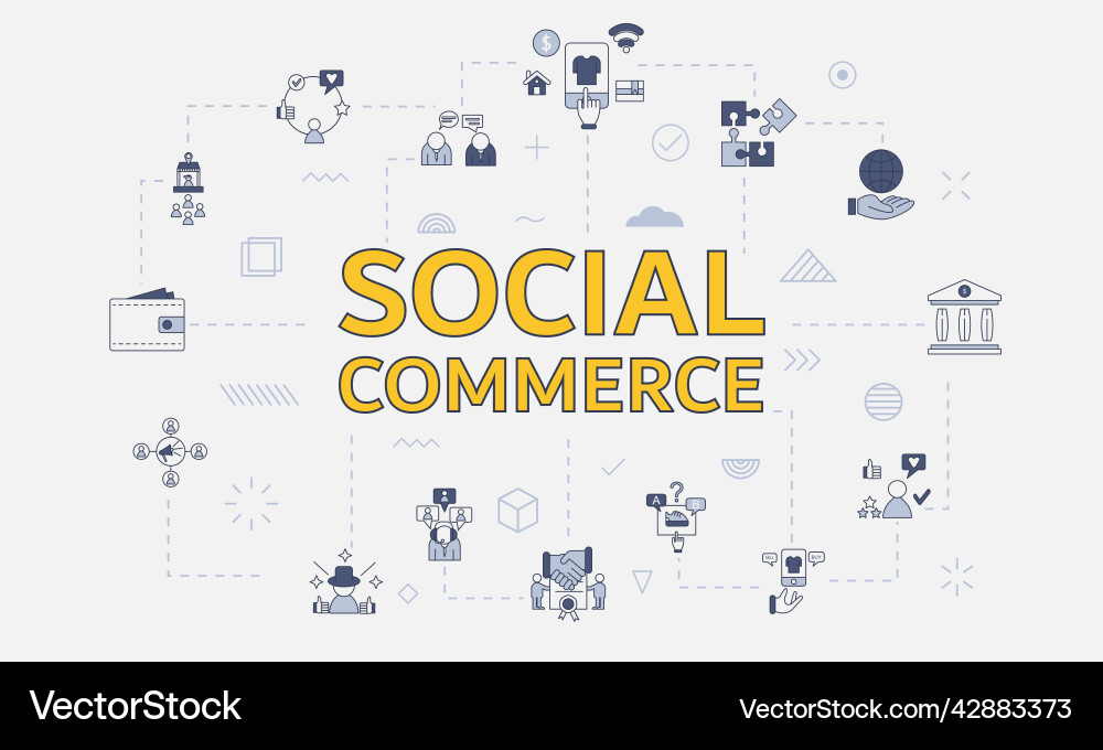 Social Commerce Konzept mit Icon-Set groß Social Commerce Konzept mit Icon-Set groß vektorbild