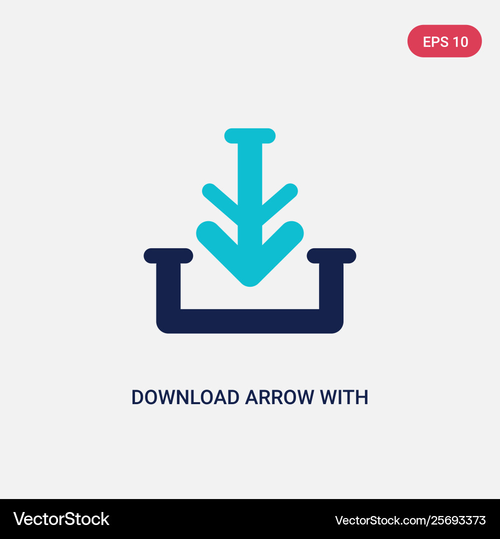 Two color download arrow with line icon from Two color download arrow with line icon from vector image