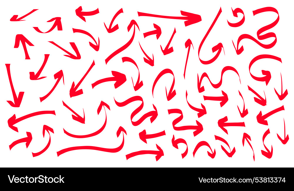 A collection of red arrows in different styles A collection of red arrows in different styles vector image