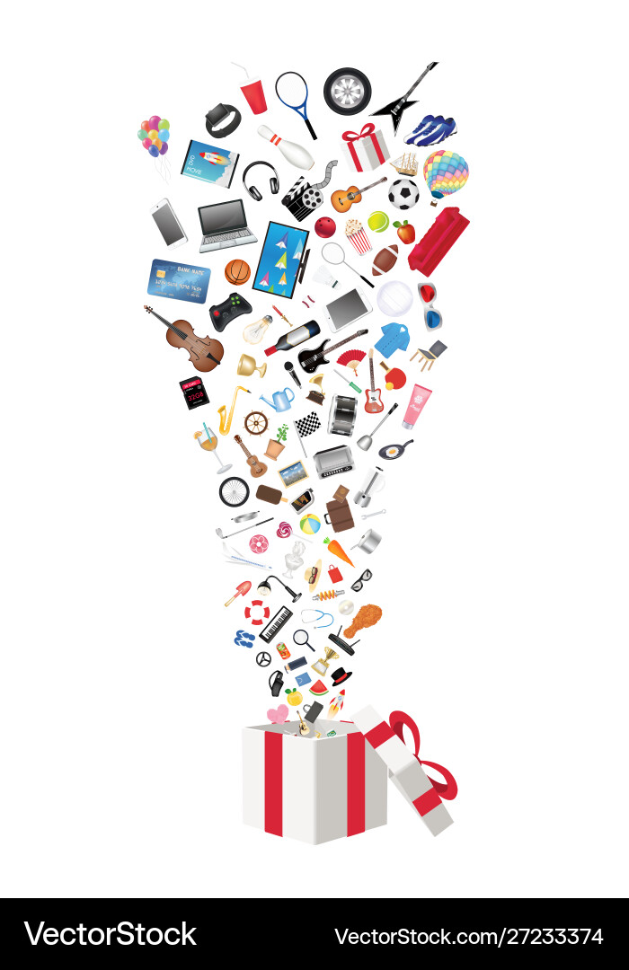 A shopping cart with general objects Vector Image