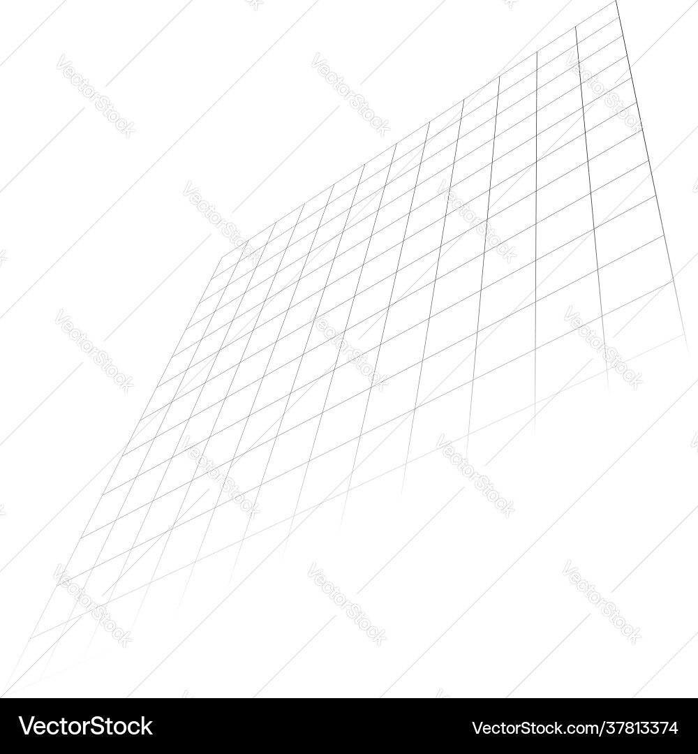 Abstract 3d grid mesh in perspective checkered vector image
