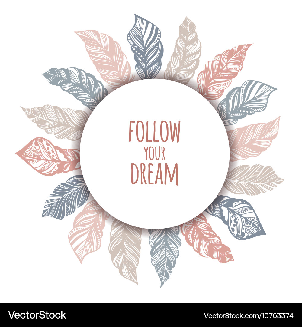 Boho Feather Wreath Vector Image