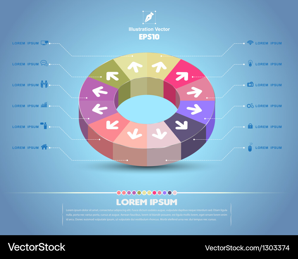 Circle with arrow 3d style vector image