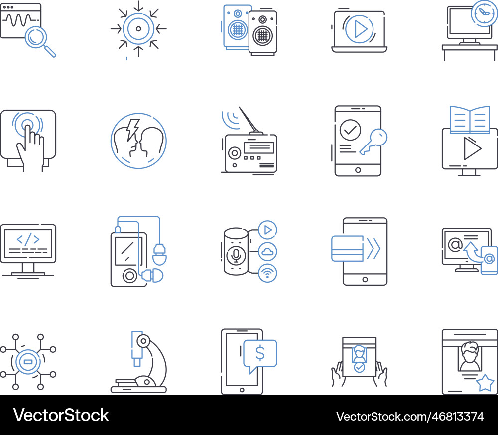 Components line icons collection capacitor Components line icons collection capacitor vector image