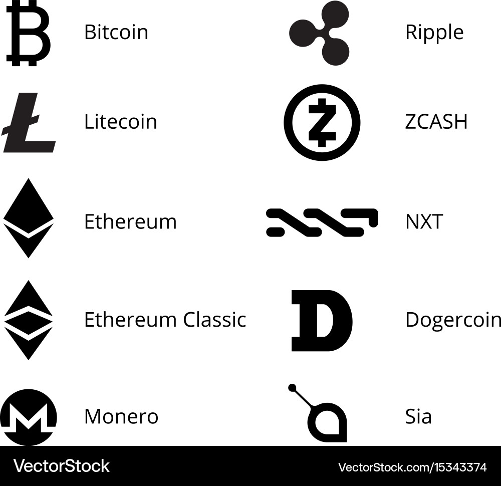 Cryptocurrency logo set – Royalty-Free Vector | VectorStock