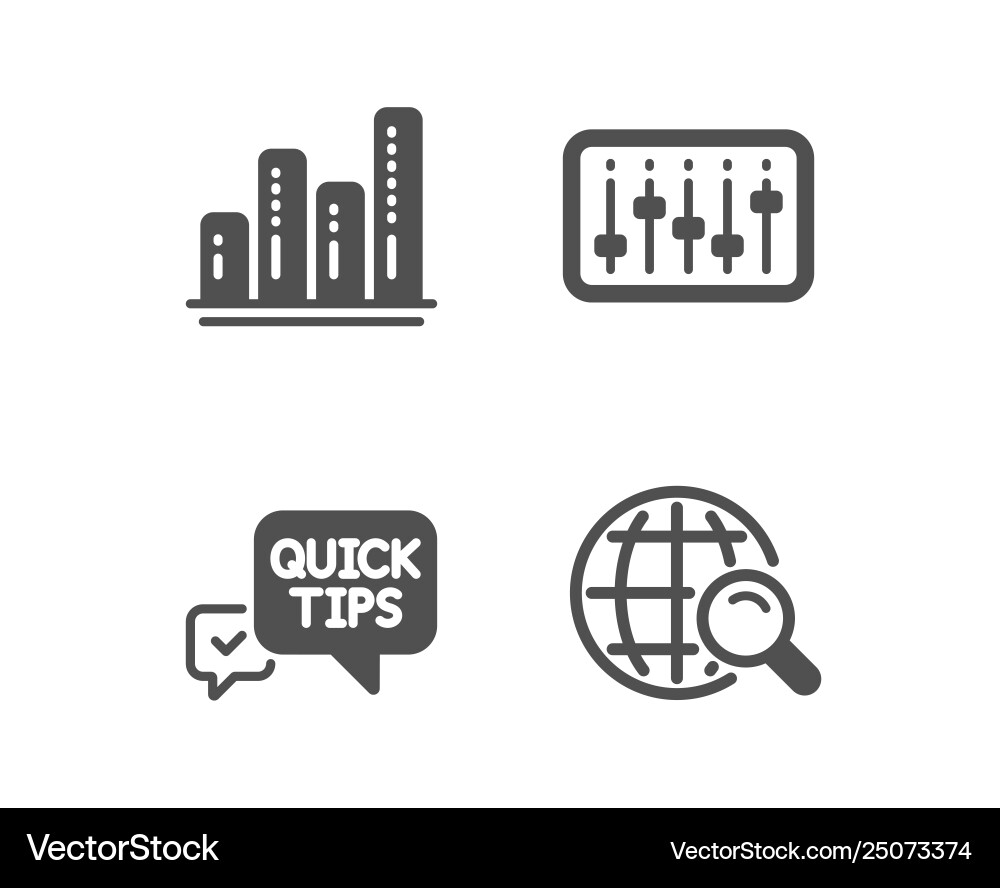 Dj controller graph chart and quick tips icons Dj controller graph chart and quick tips icons vector image