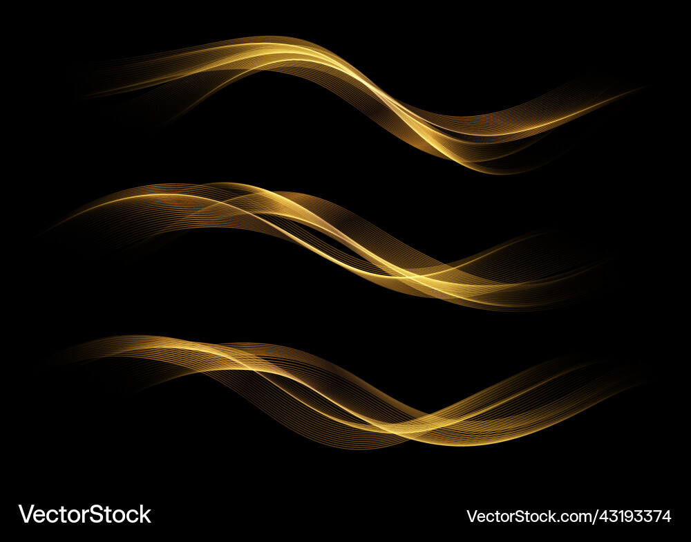 Golden Waves - Abstract Shiny Lines Vector Image