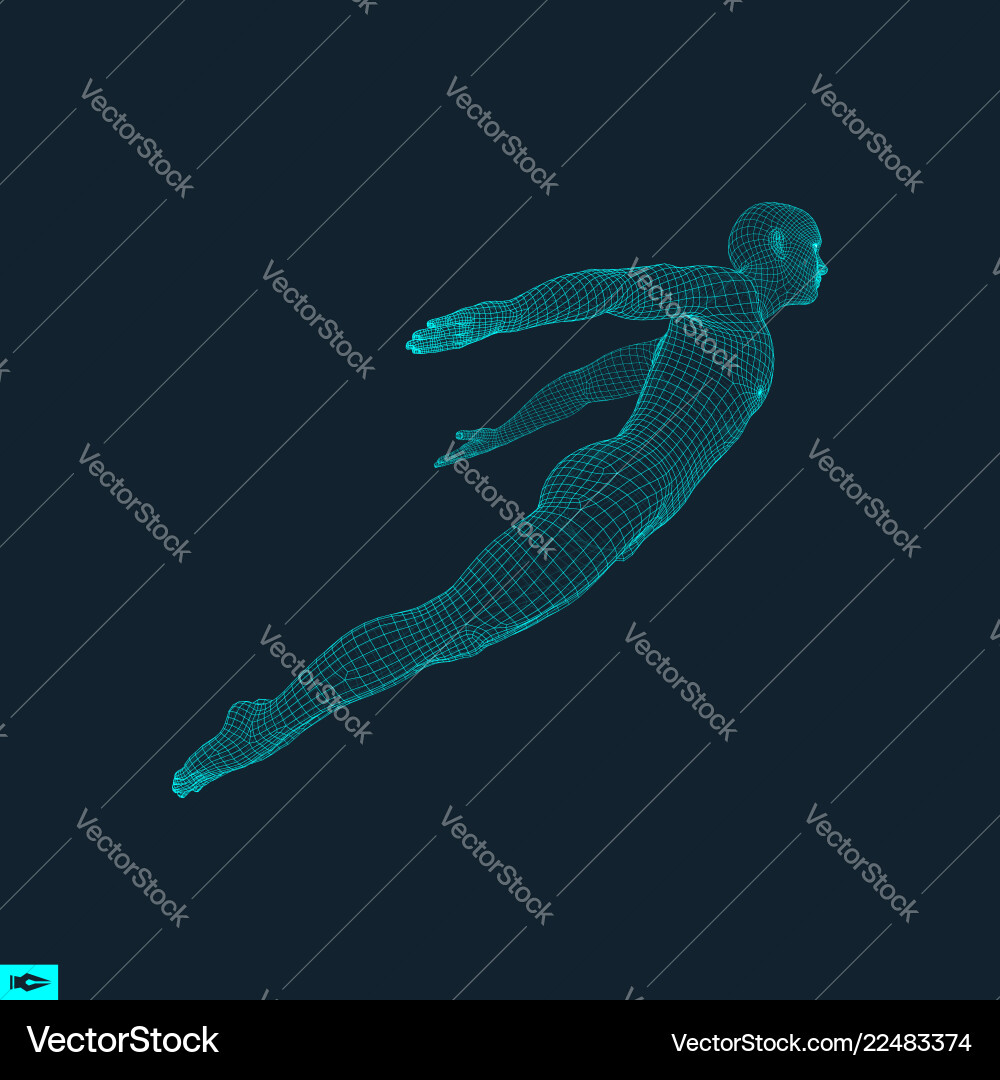Hovering in air man floating the 3d model Hovering in air man floating the 3d model vector image