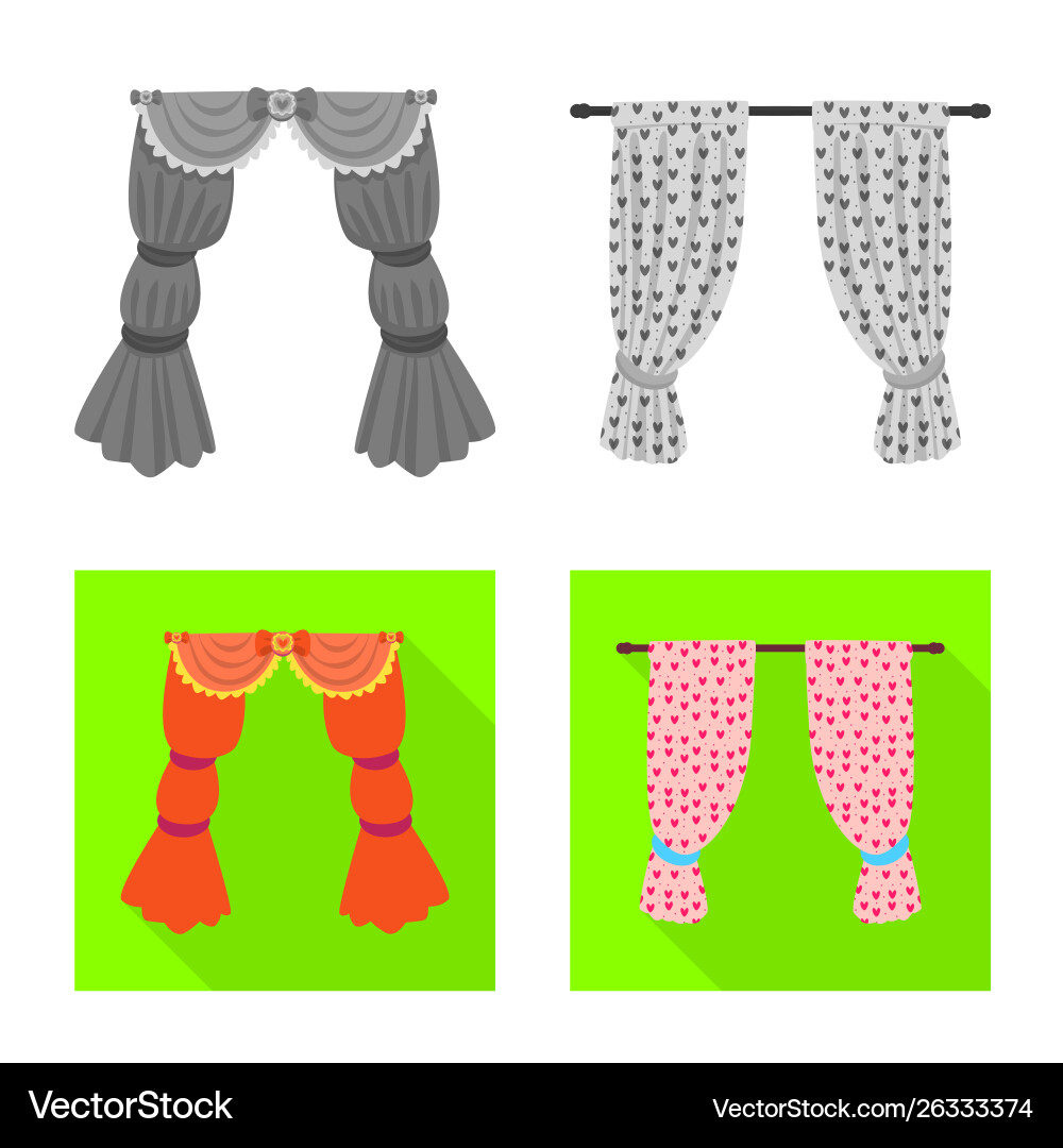 Isolated object curtains and drapes symbol set Vector Image