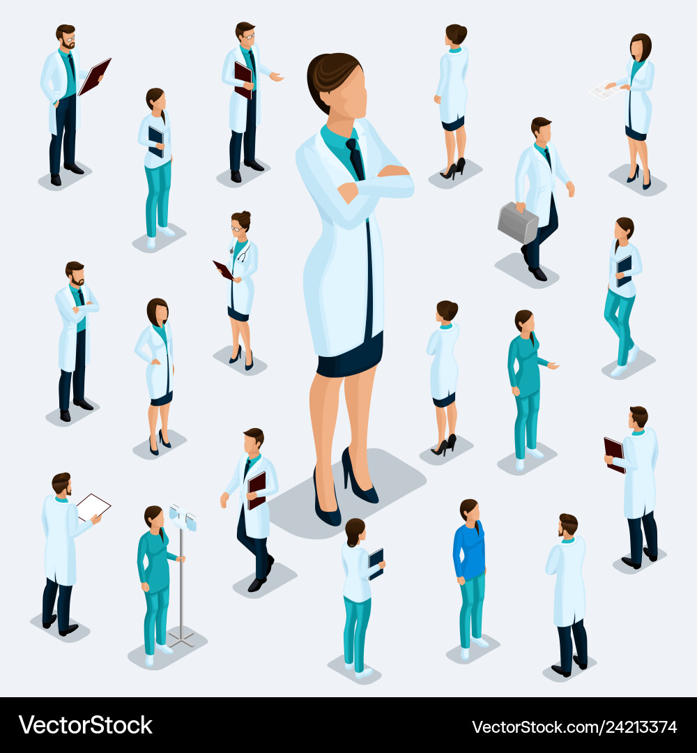 Isometric medical staff doctor surgeon nurse Isometric medical staff doctor surgeon nurse vector image