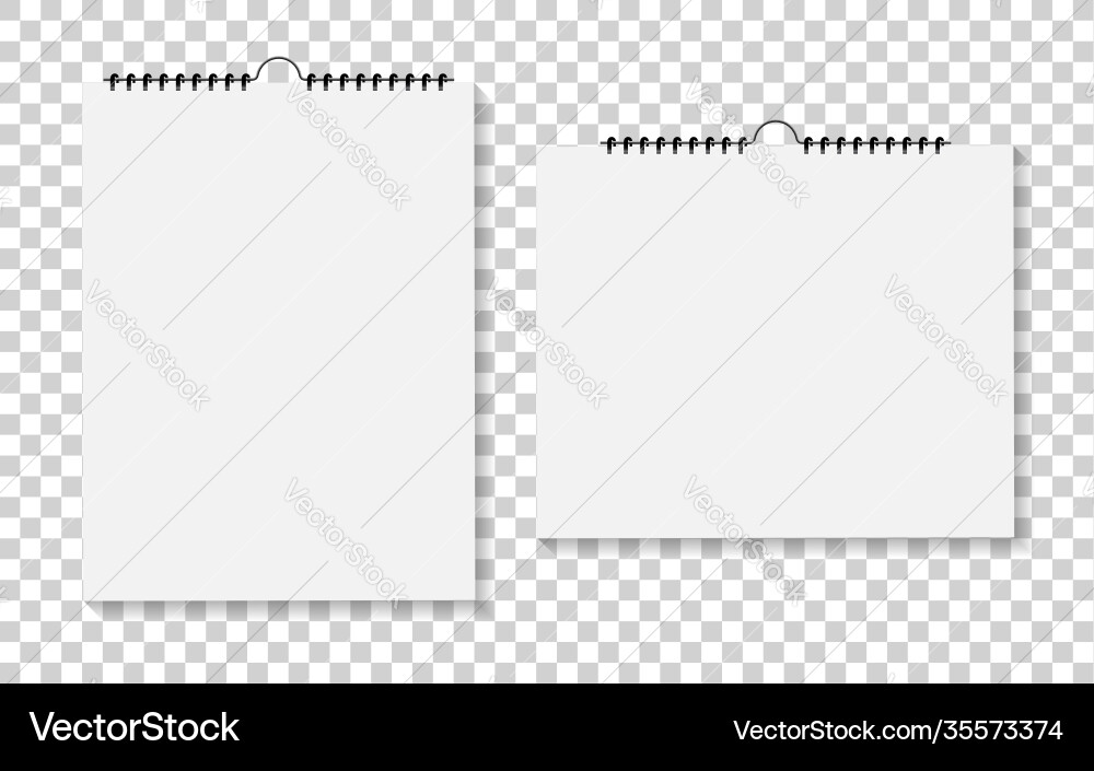 Notebook or calendar with bound spiral mockup vector image