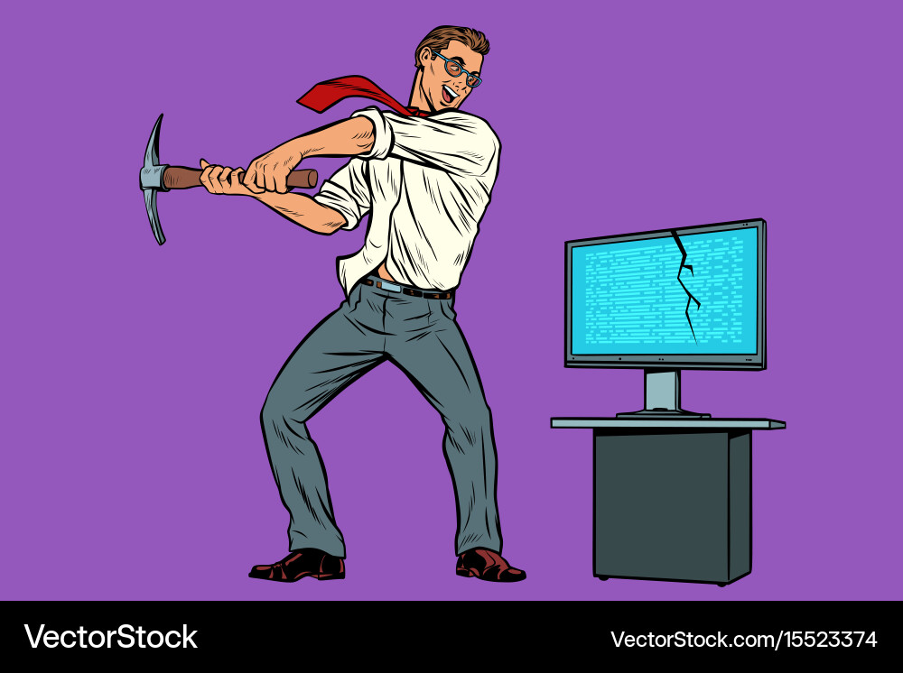 Ransomware Attack - Breaking Computer Vector Image