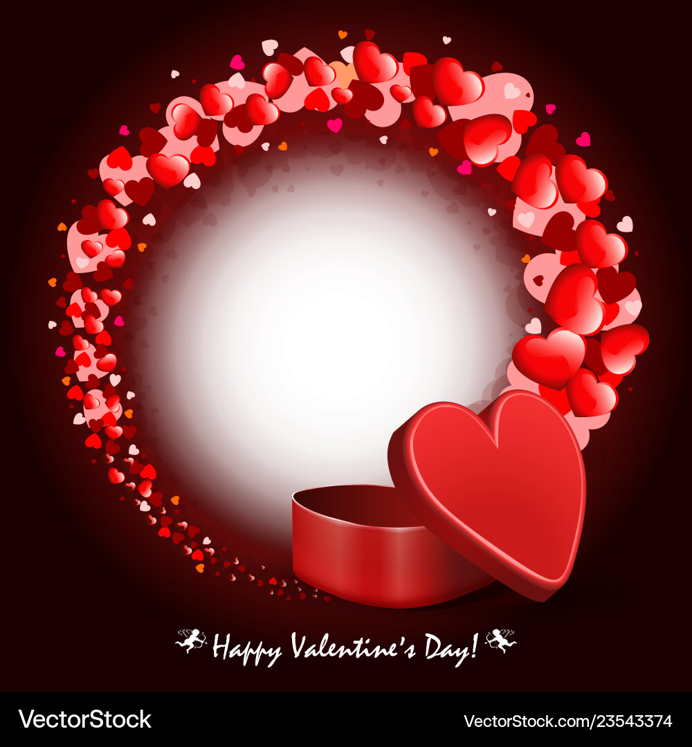 Red composition with a casket and round Vector Image