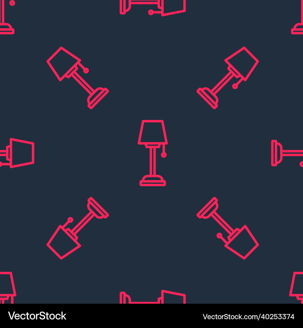 Red line floor lamp icon isolated seamless pattern Red line floor lamp icon isolated seamless pattern Vector Image