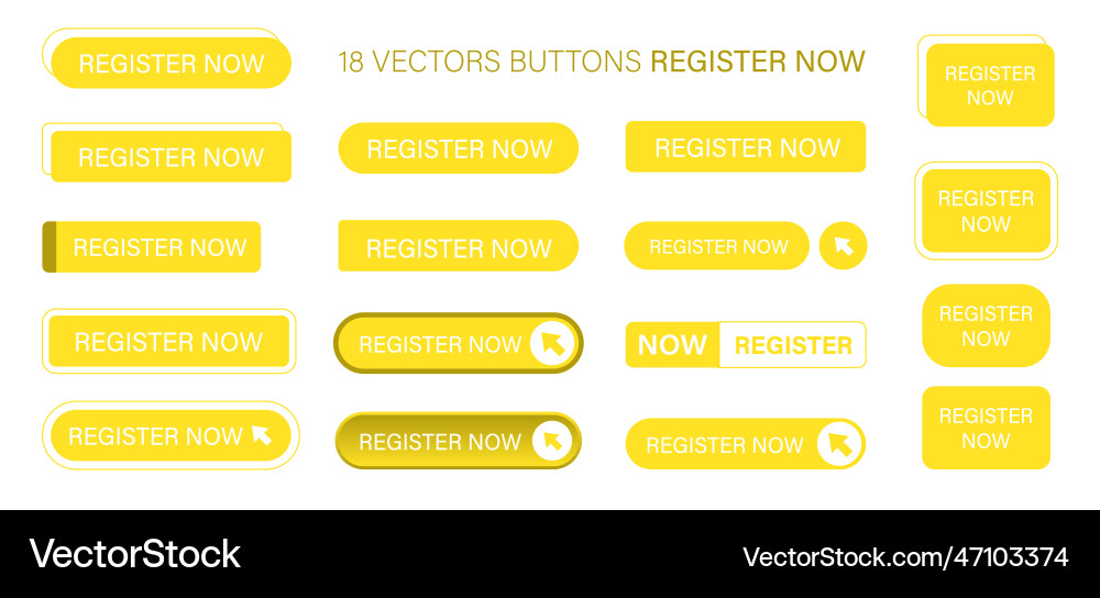 Register now button in flat style for application Vector Image