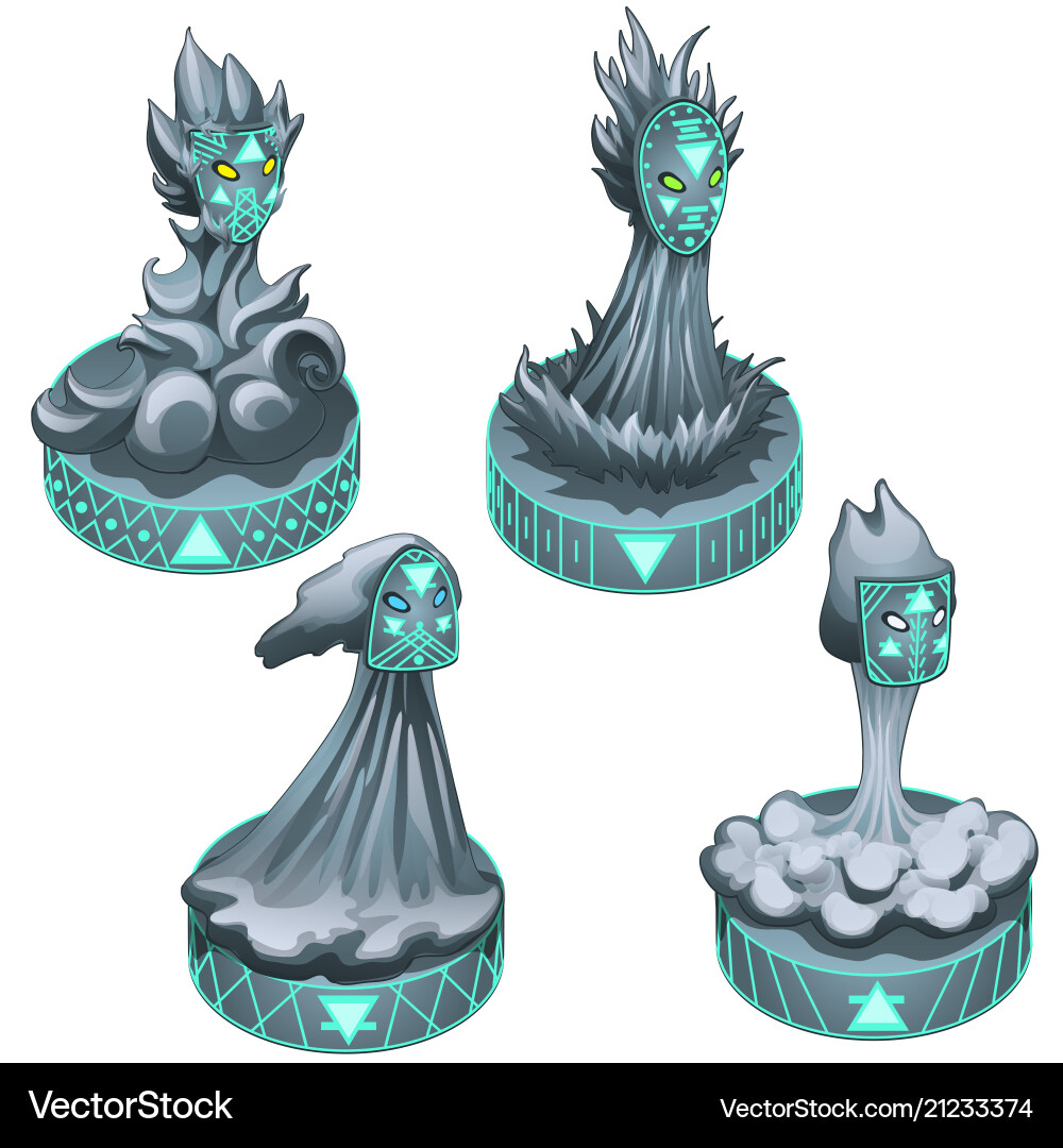 Set of four statues symbolizing the element Set of four statues symbolizing the element vector image