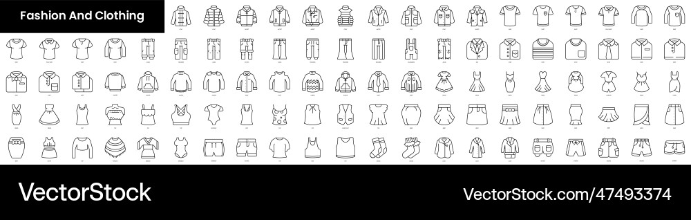 Set of outline fashion and clothing icons Set of outline fashion and clothing icons vector image