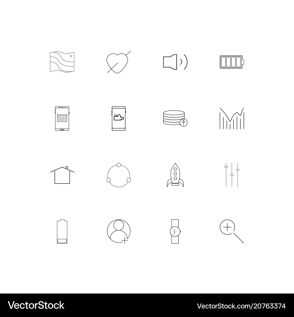 User interface linear thin icons set outlined vector image