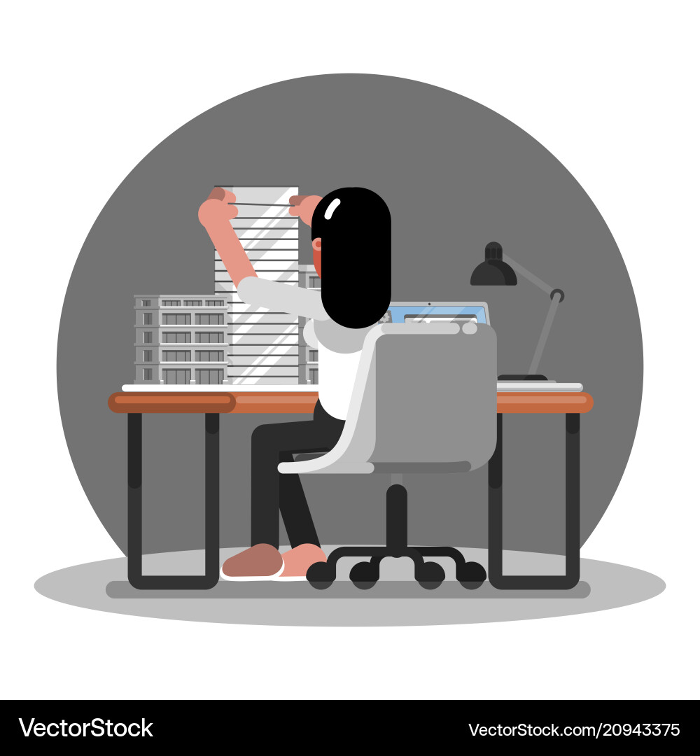 Architect Creating Building Model vector image