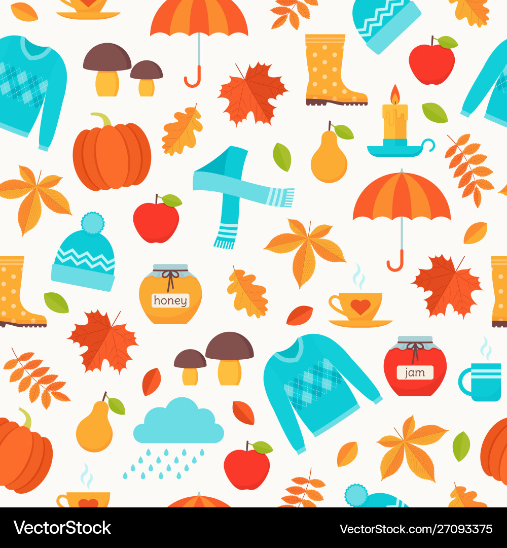 Autumn seamless pattern background with fall Autumn seamless pattern background with fall vector image