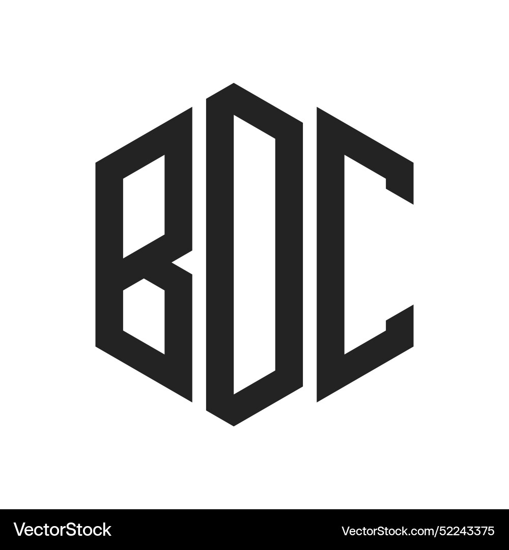 BDC Initial Monogram Logo - Hexagon Shape vector image