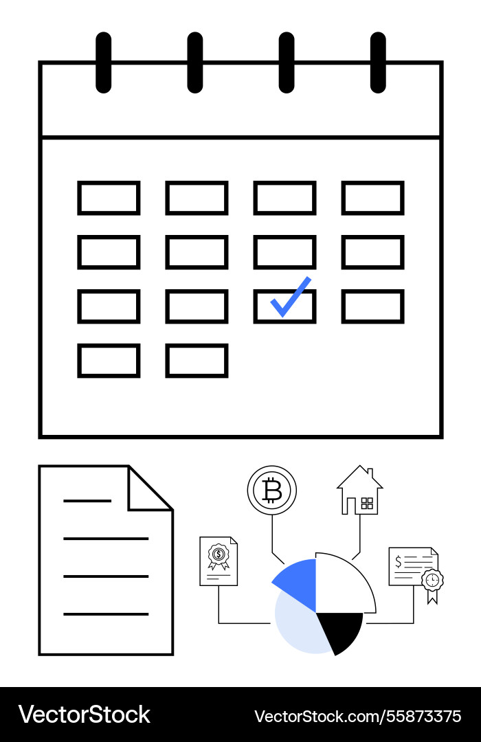 Calendar with highlighted date and financial data Calendar with highlighted date and financial data vector image