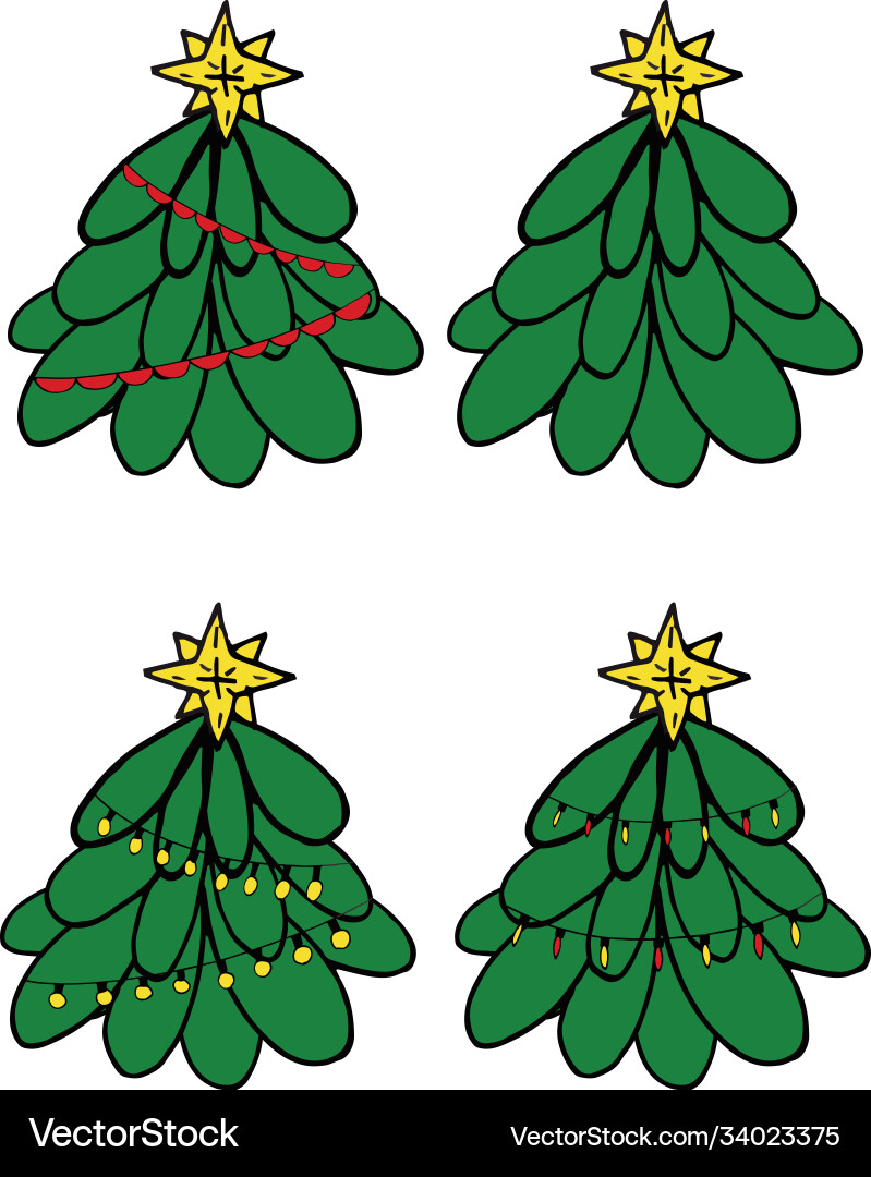 Christmas tree with star and garlands light Christmas tree with star and garlands light vector image