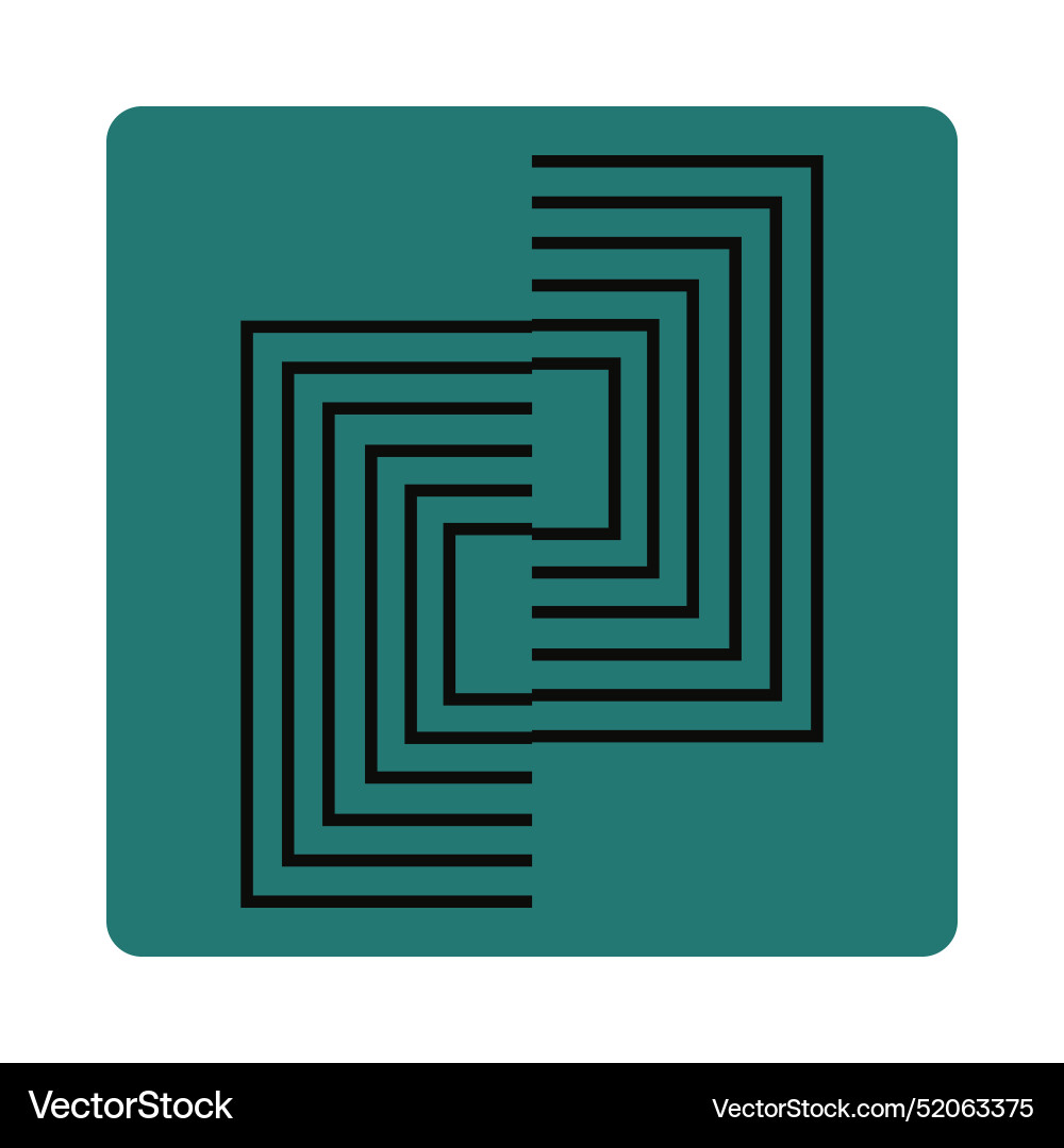 Colored icon with outline print of linear square Colored icon with outline print of linear square vector image