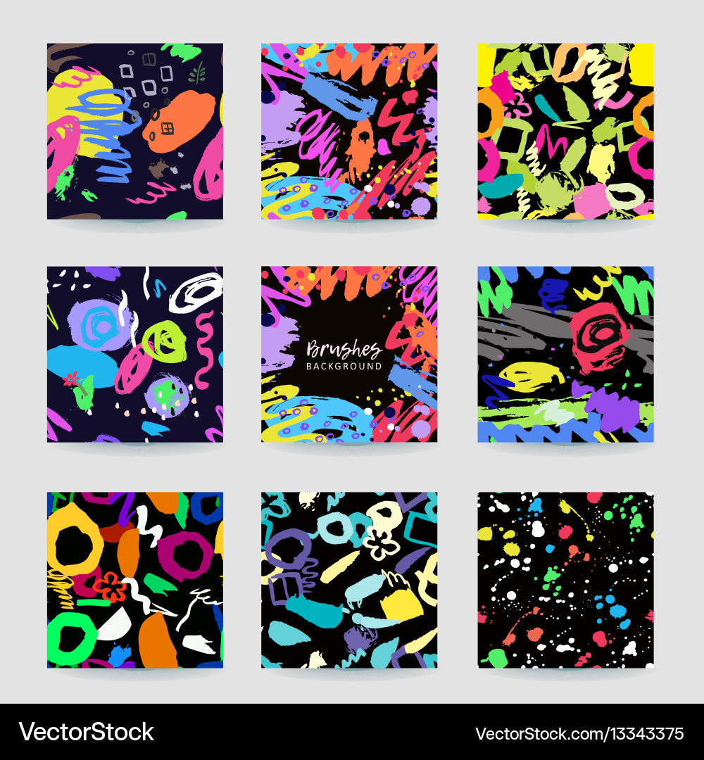Colorful seamless patterns and frame with grange vector image