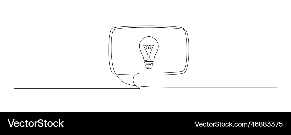 Continuous Line Speech Bubble with Lightbulb Continuous Line Speech Bubble with Lightbulb vector image