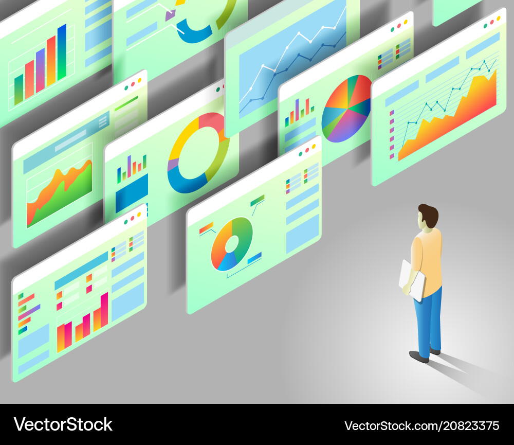 Data Analytics Isometric Chart vector image