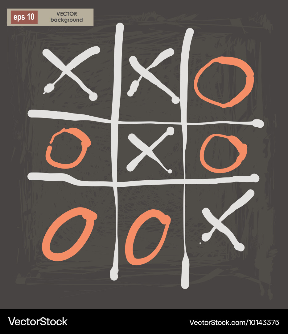 Drawing of tic tac toe on a dark background Vector Image