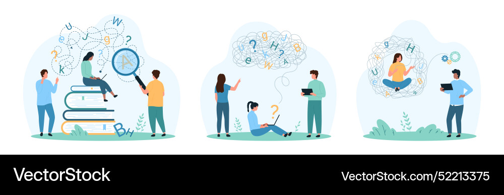 Dyslexia learning reading text and understanding vector image