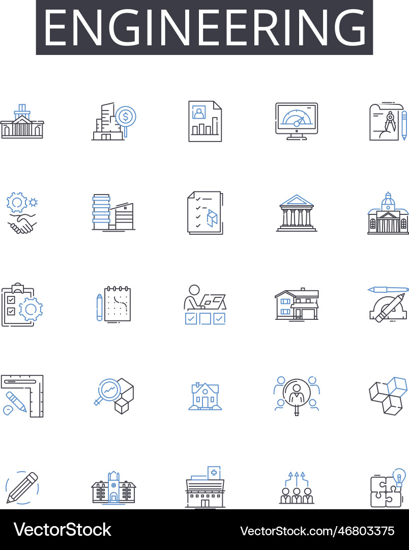 Engineering line icons collection design Vector Image