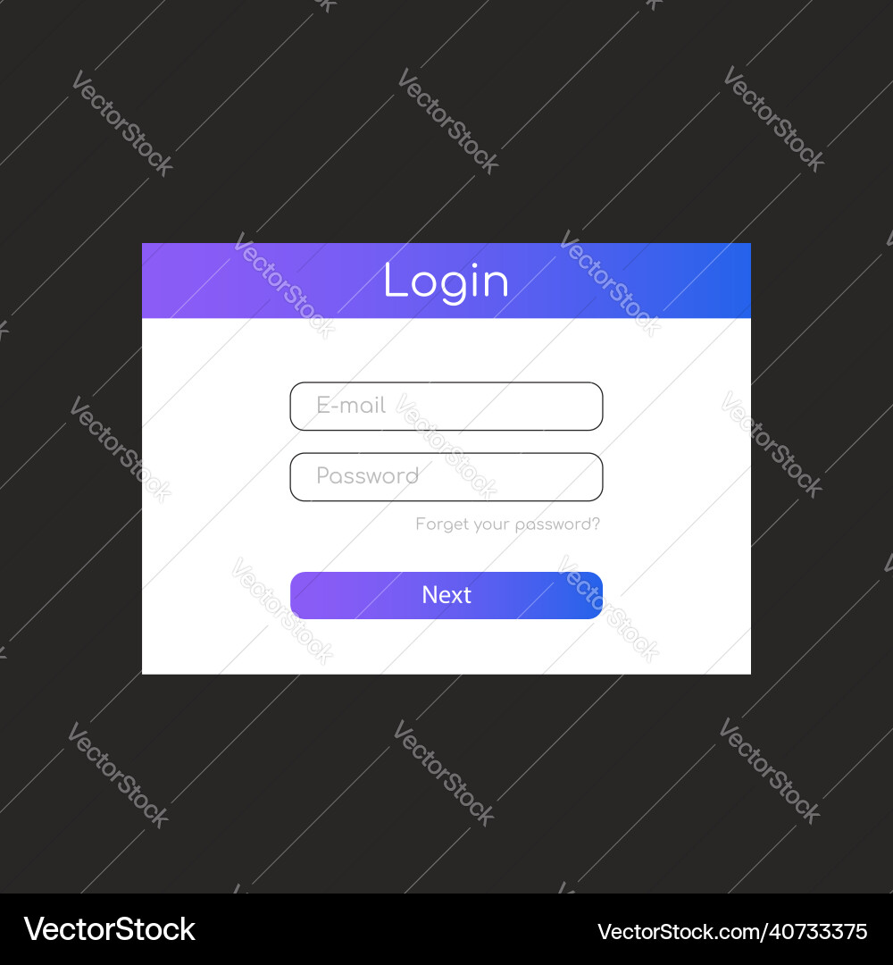 Login form for the website user interface Login form for the website user interface vector image