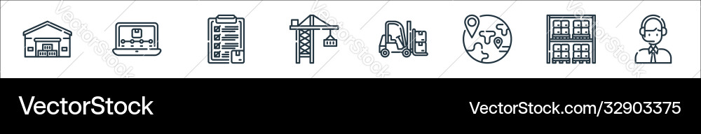Logistic and delivery line icons linear set vector image