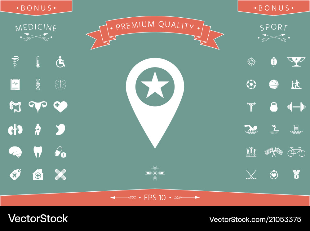 Map pointer with star Map pointer with star vector image
