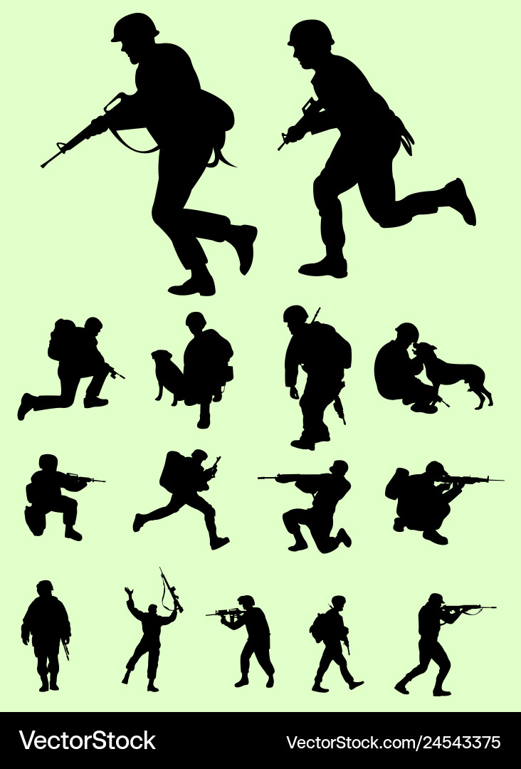 Militärsoldat Silhouetten vektorbild