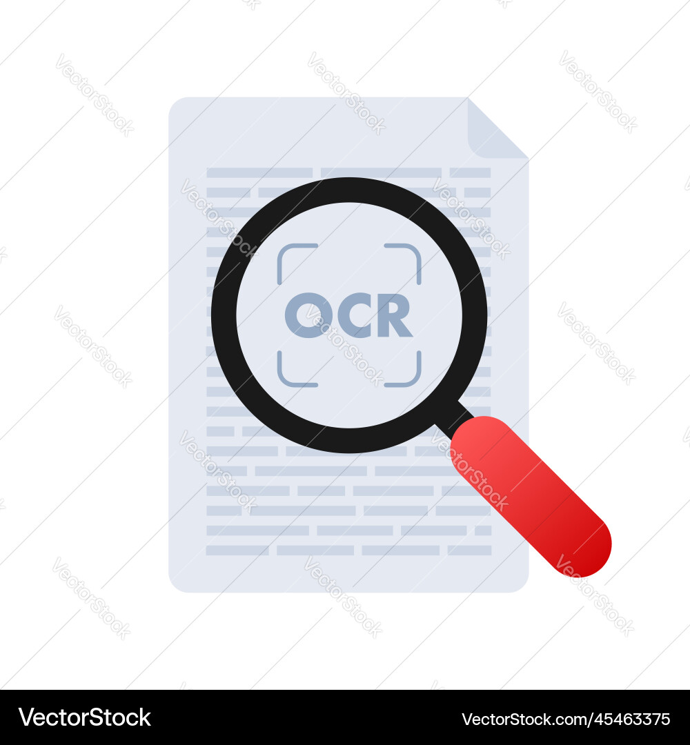 Ocr - optical character recognition document scan Vector Image