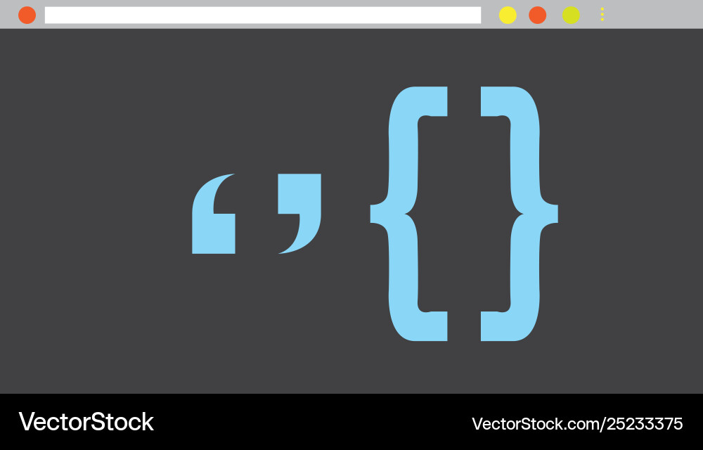 Programming code on a browser window Vector Image