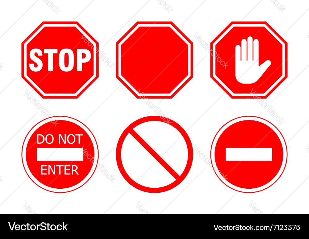 Red Stop Sign Collection Royalty Free Vector Image