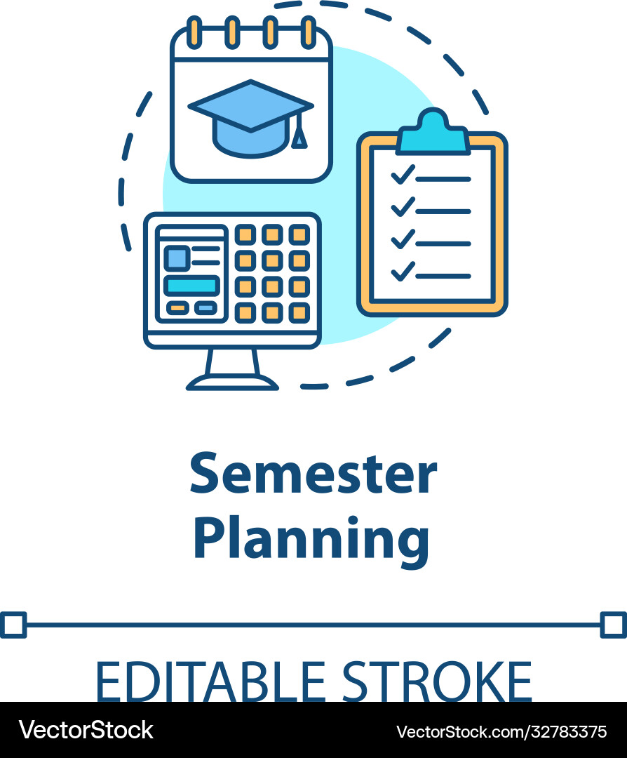 Semester planning concept icon Royalty Free Vector Image