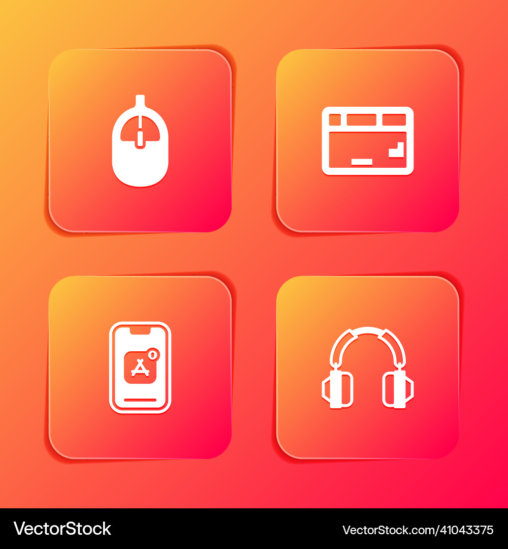 Set computer mouse keyboard mobile apps Vector Image