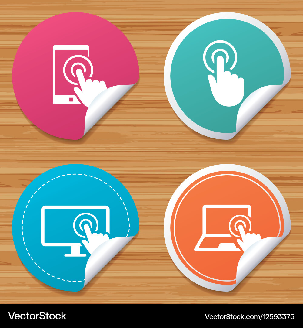 Touch screen smartphone hand pointer symbols vector image